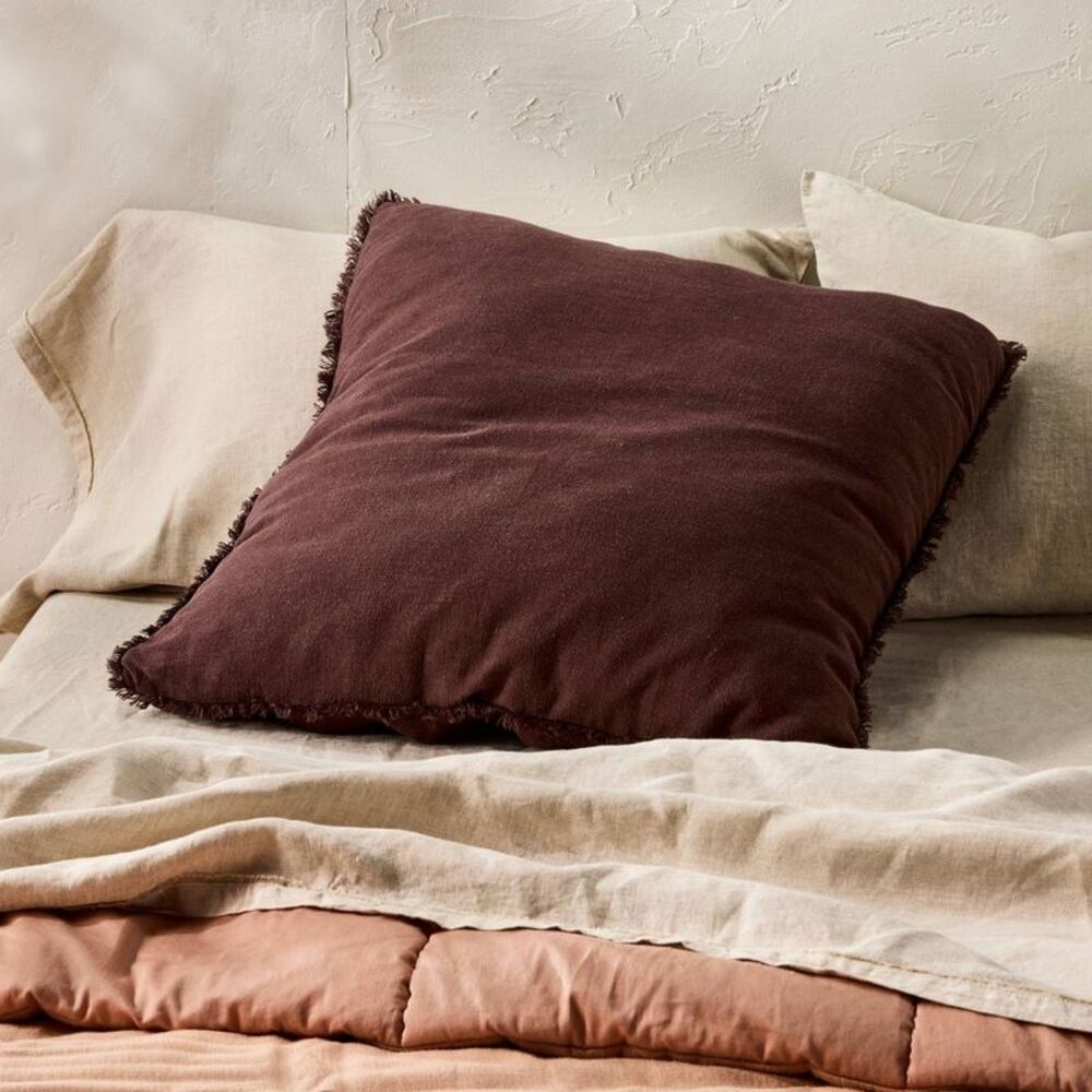 Euro Heavyweight Linen Blend Comforter Sham Dark Fig - Casaluna